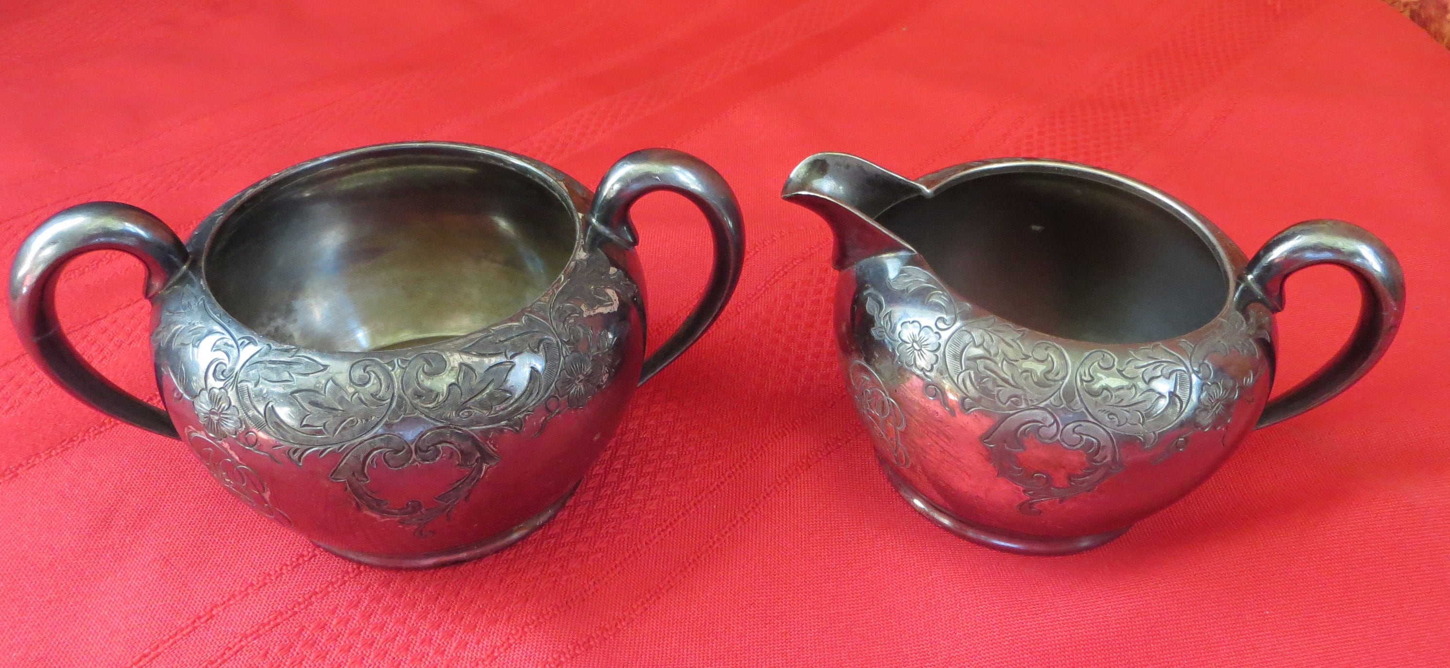 Vintage Wilcox Silver Plated Co 1952 Gilt Sugar and Creamer Dishes