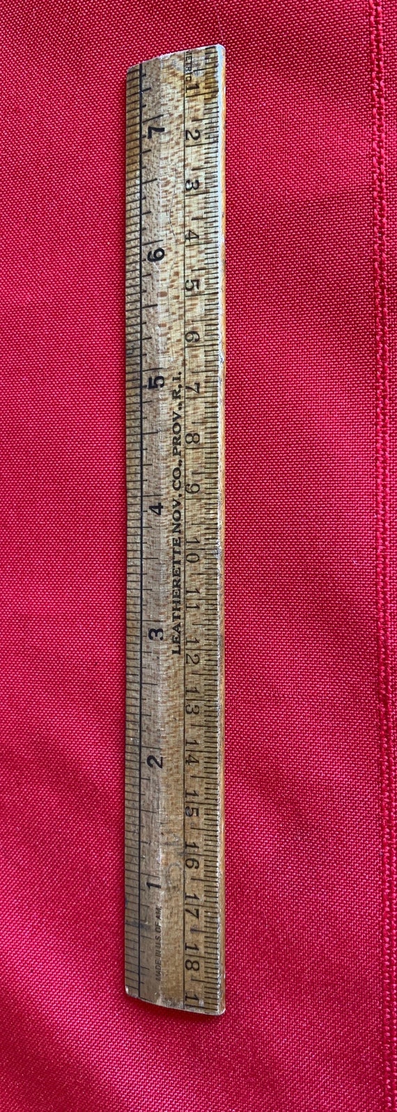Wooden 7.5” Ruler Leatherette Nov Co Providence Ri Rhode Island