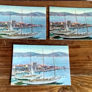 Vintage D. A. C. NY lithograph sailboats litho USA