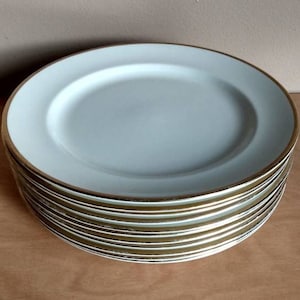9&quot; plates John haddock & sons royal vitreous England white with gold trim Vintage