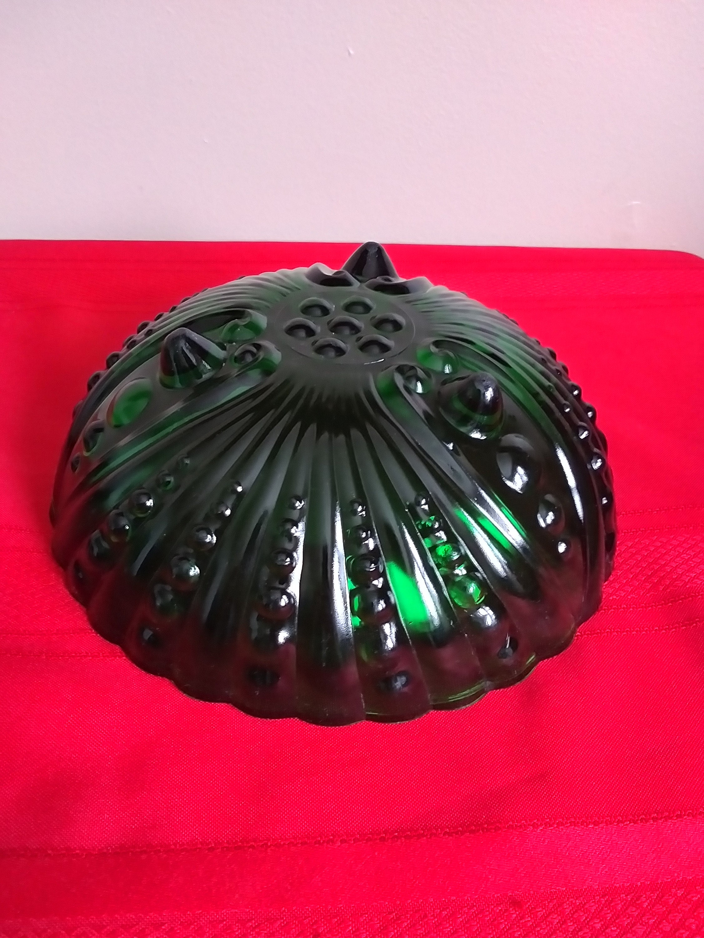 Vintage green glass hobnail candy dish swirl footed green Etsy