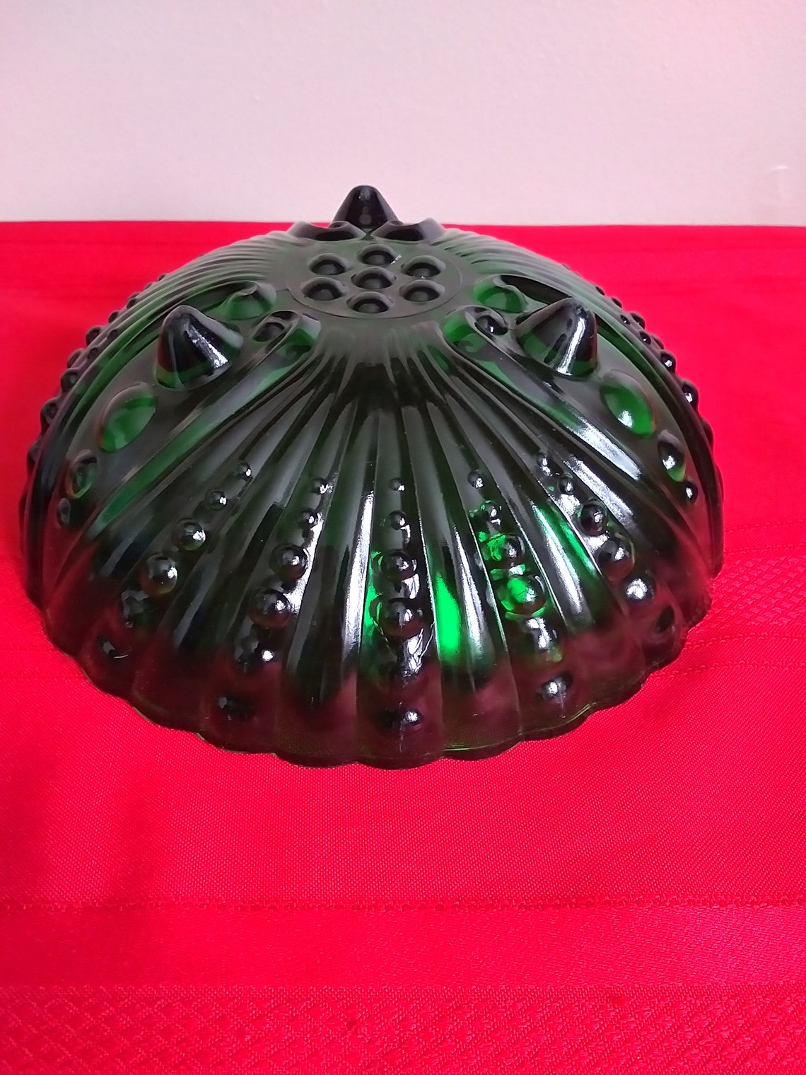 Vintage green glass hobnail candy dish swirl footed green Etsy