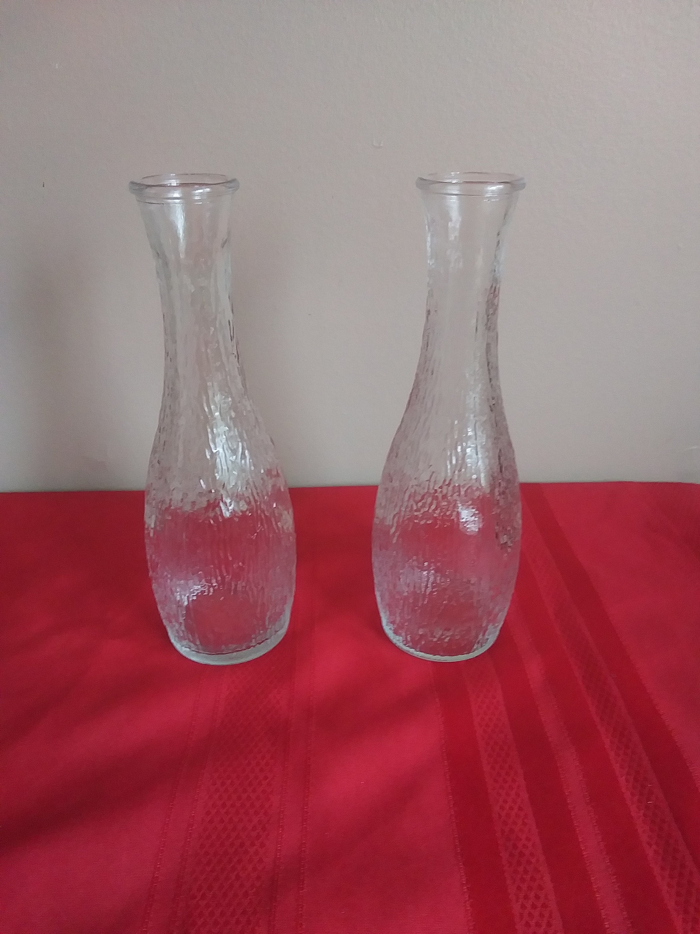 2 vintage FTD 9 bud vases clear glass wood grain Etsy