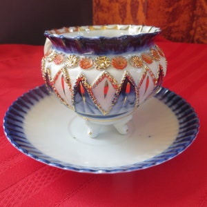 Porcelain Teacup and Saucer Vintage Bone China Blue 1094