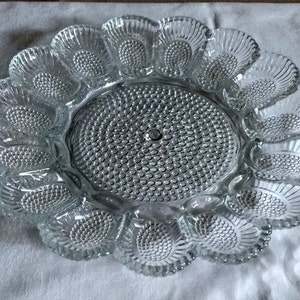 Indiana Clear glass hobnail deviled egg platter Vintage