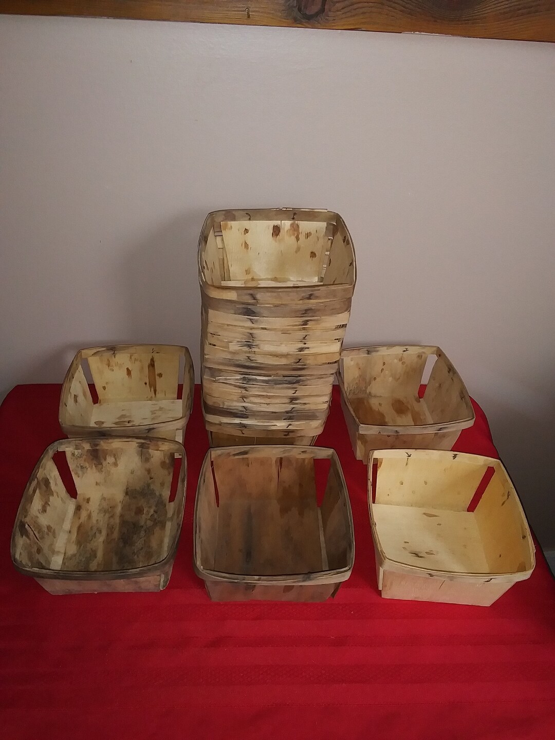 Wood Quart Berry Baskets Strawberries Trinkets Storage Deco Etsy