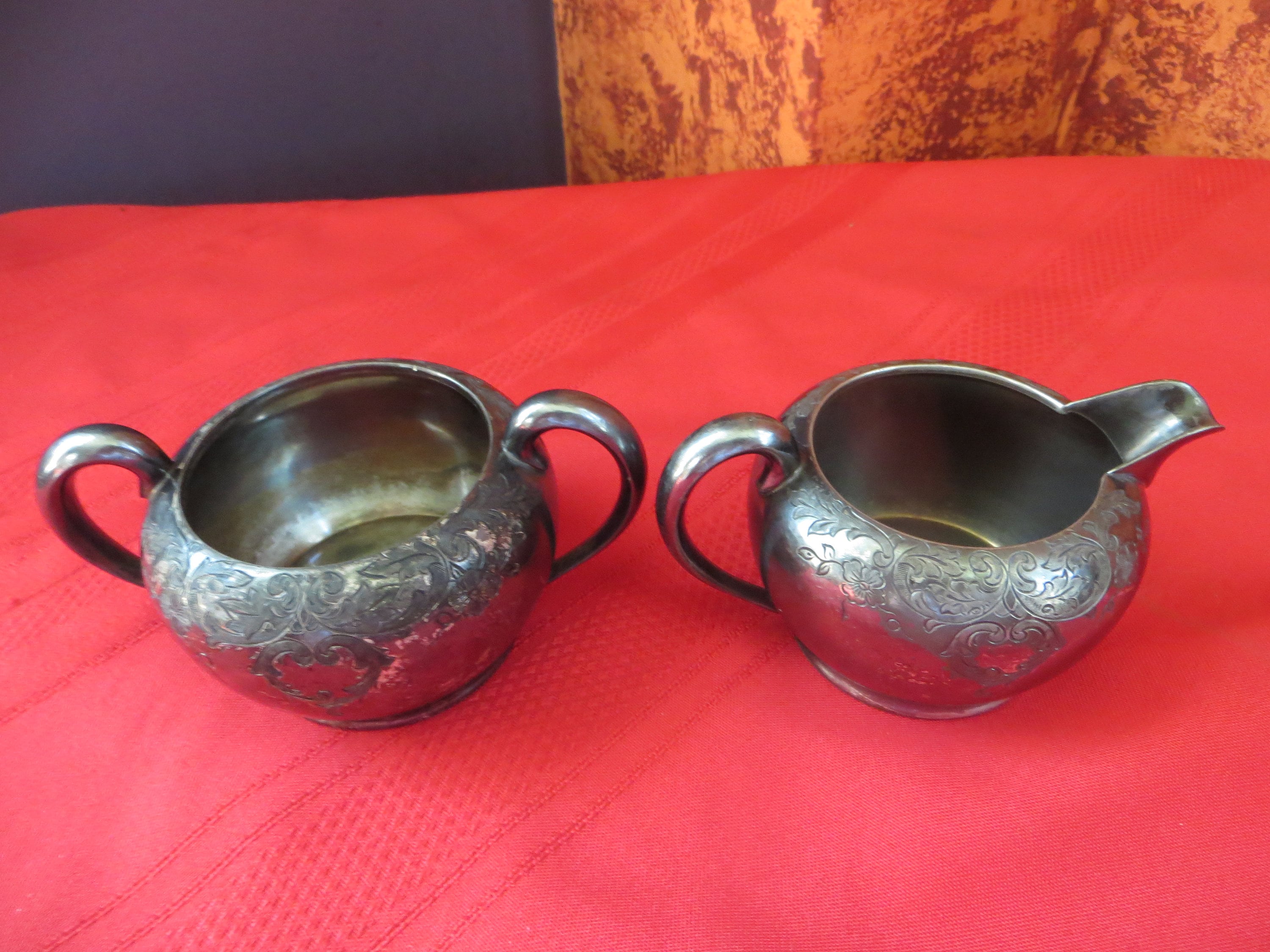Vintage Wilcox Silver Plated Co 1952 Gilt Sugar and Creamer Dishes