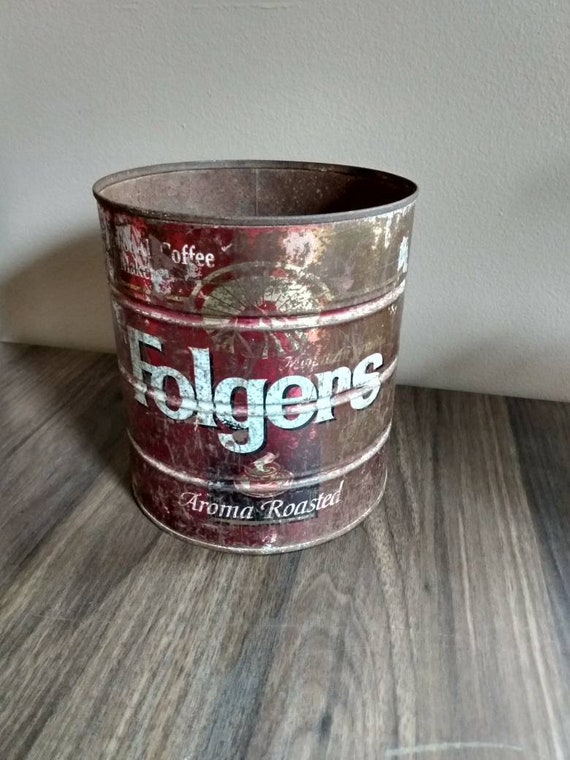 Folgers Coffee Can Aroma Roasted Empty Coffee Canister Etsy