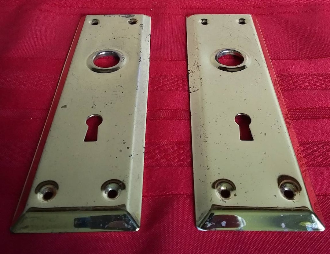 Brass Plated Metal Doorknob Lock Covers Skeleton Key Etsy