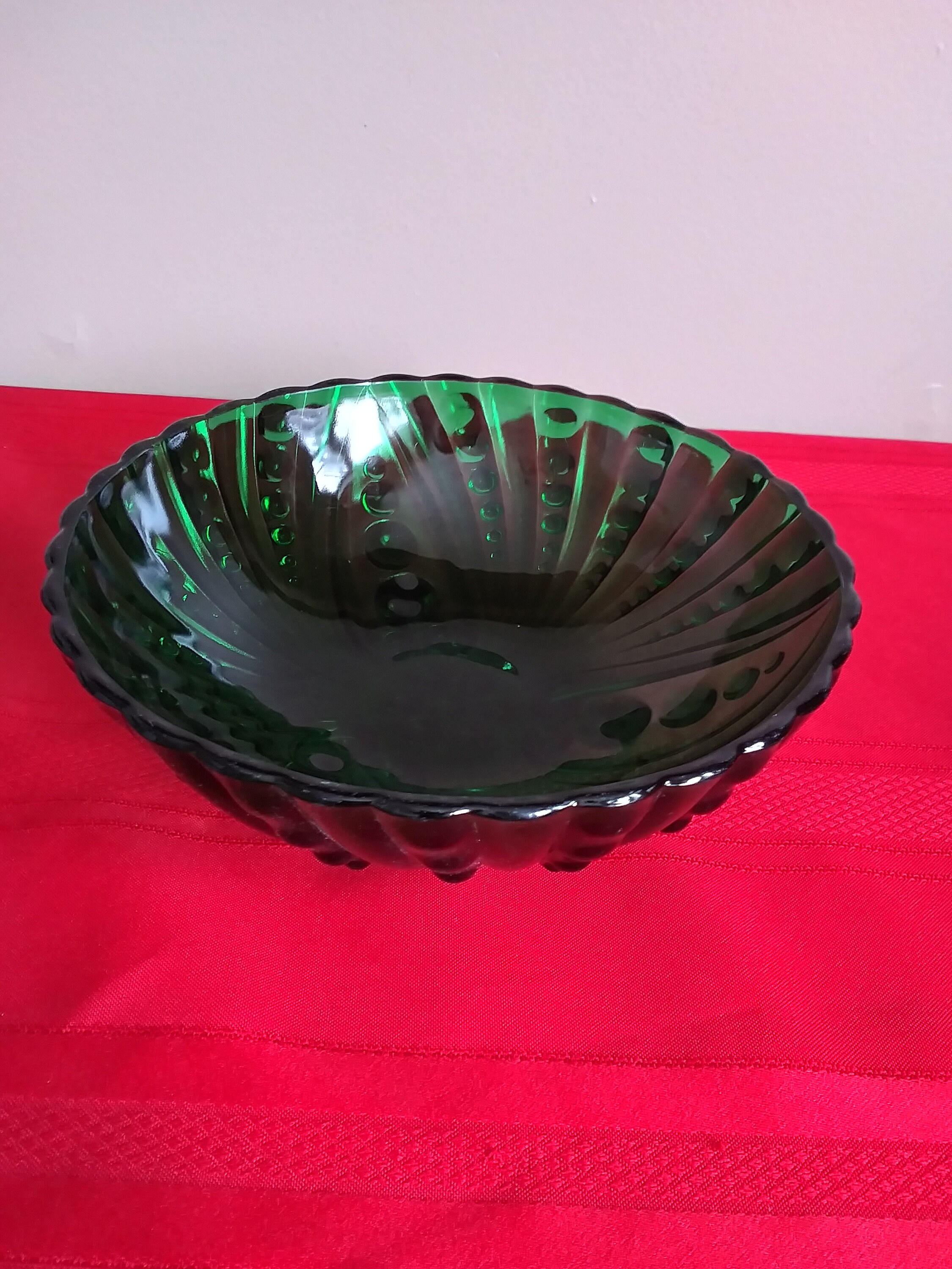 Vintage green glass hobnail candy dish swirl footed green Etsy
