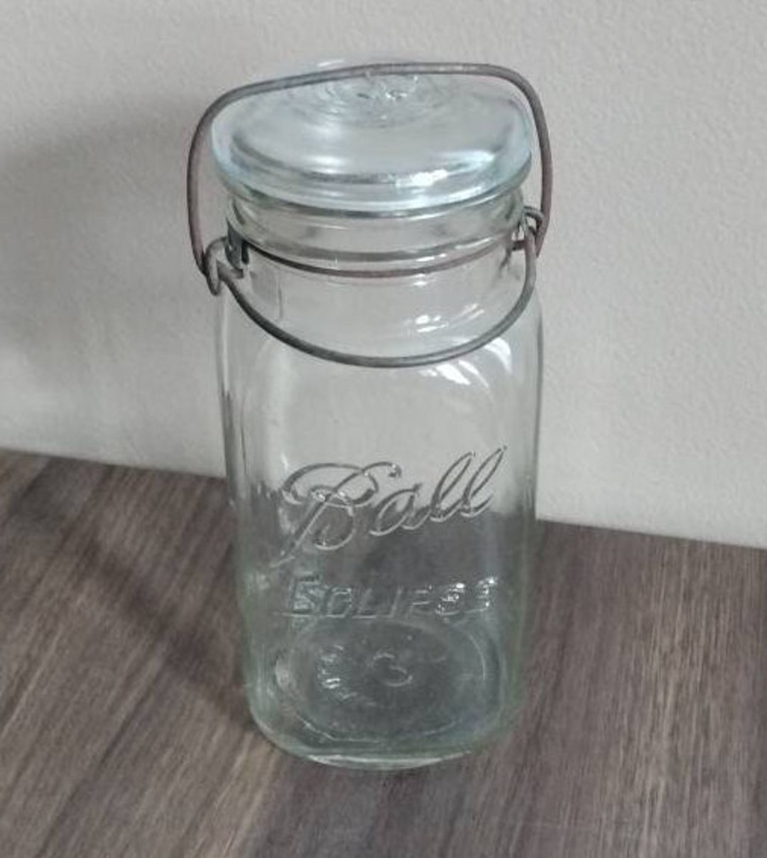 Antique Ball Eclipse Mason Jar No. 3 Bail Wire Clear Glass Etsy