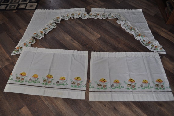 Vintage Merry Mushroom Sears And Roebuck Curtain Panel Set Of Etsy