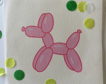 Pink Balloon Dog Needlepoint Canvas