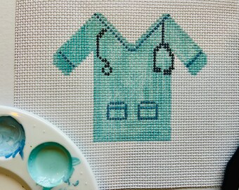 Customizable Medical Scrubs - hand painted needlepoint canvas