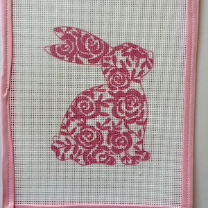 Floral Easter Bunny Needlepoint Canvas