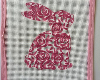 Floral Easter Bunny Needlepoint Canvas