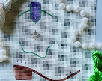 Mardi Gras Cowboy Boot Needlepoint Canvas