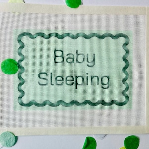 Green Baby Boy Sleeping Door Hanger Needlepoint Canvas