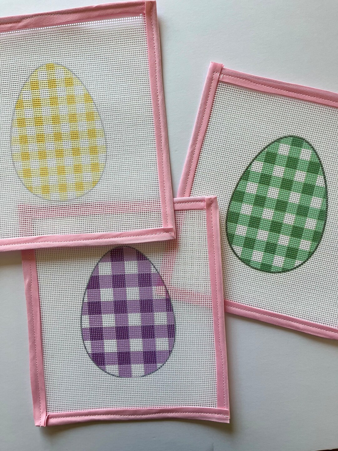 Purple Gingham Easter Egg Needlepoint Canvas Etsy