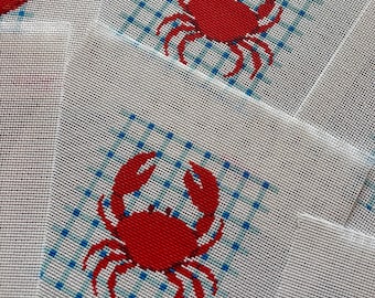 Gingham Crab 13 mesh canvas