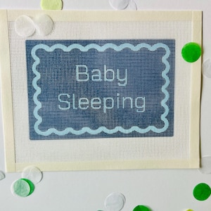Blue Baby Boy Sleeping Door Hanger Needlepoint Canvas