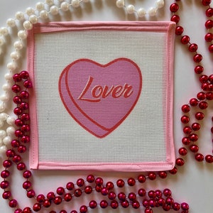 Lover valentine conversation heart needlepoint canvas -