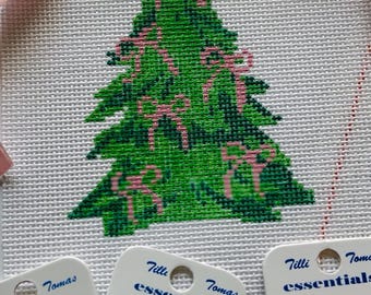 Christmas Tree with Bows - Handpainted 13 mesh