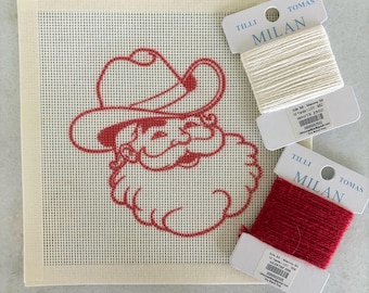 Santa Cowboy Needlepoint Canvas