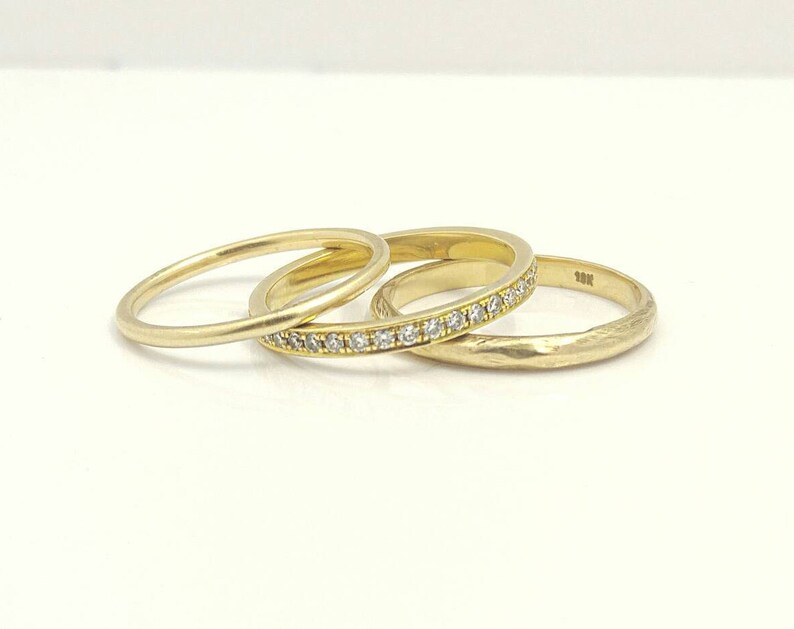 Set of 3 Stackable 14k Gold Wedding Bands Set of 3 Stackable 14k Gold Wedding Bands