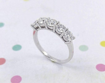 Five Diamond Half Eternity Band Engagement Wedding Ring | Conflict Free Diamonds
