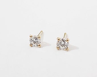 Lab Grown Diamond Earrings 14K White Gold 070 carat Lab Created Diamond Solitaire Earrings For Women, Stud Diamond Earrings