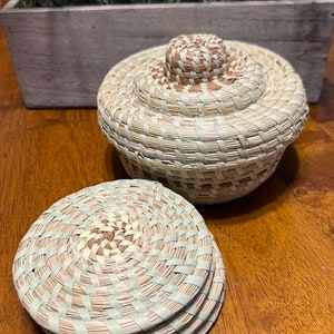 Sweetgrass Coaster and Holder Set with Lid