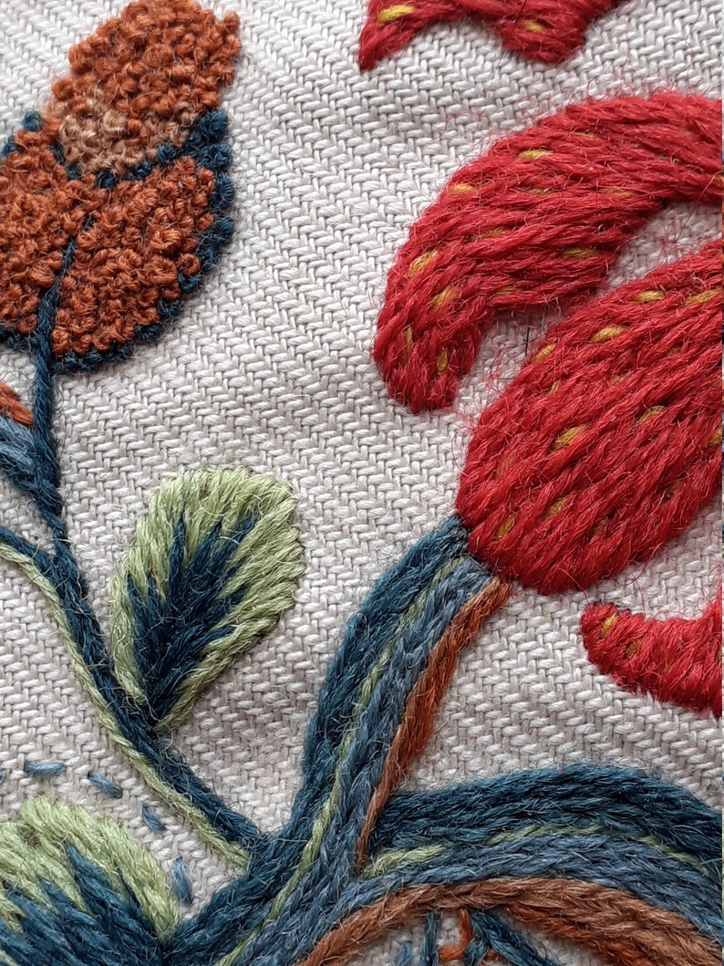 Crewel Work Floral Design Embroidery Kit Etsy UK