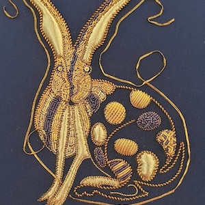 Hare embroidery kit goldwork