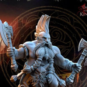 Dwarven Kingdoms - Tharin Fyrebeard, Dwarf hero - Beholder Miniatures