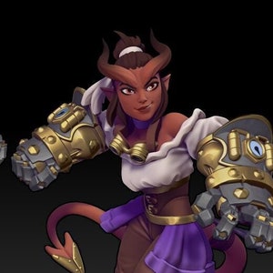 Punch, Tiefling Artificer 32mm miniature - Twin Goddess Miniatures