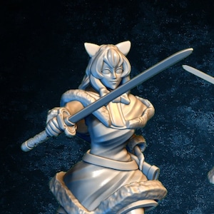 Kitsune Samurai - 28mm dnd miniature - Village&#39;s Hope Miniatures