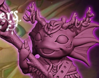 Miniatura de druida axolote vidente de mareas para D&D - Velrock Art Miniatures