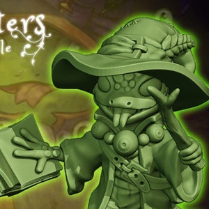 Whimsical Geck Mage dnd miniature - Velrock Art Miniatures