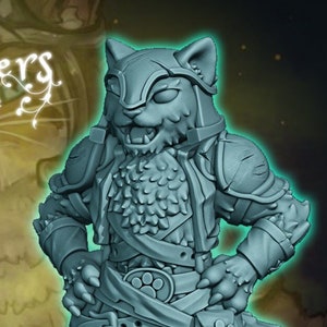 Catfolk Brawler dnd miniature - Velrock Art Miniatures