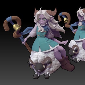 Kip, Tiefling Shepard 32mm miniature - Twin Goddess Miniatures