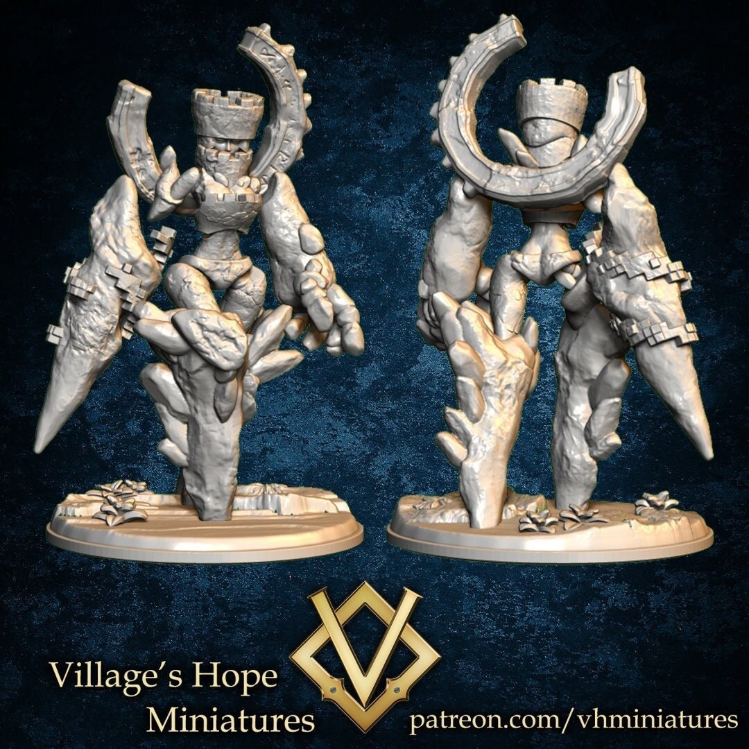 Golem Monster Girl 28mm Dnd Miniature Etsy