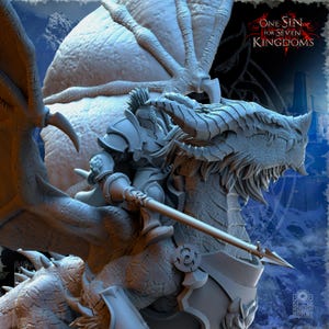Stormwolves - Trym Drakesong, Stormwolf Warlord on Dragon - Beholder Miniatures