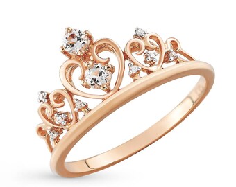 14K Gold Crown Ring, Princess crown ring, Queen ring, Princess ring, Gold Crown Ring, Tiara ring, Crown ring