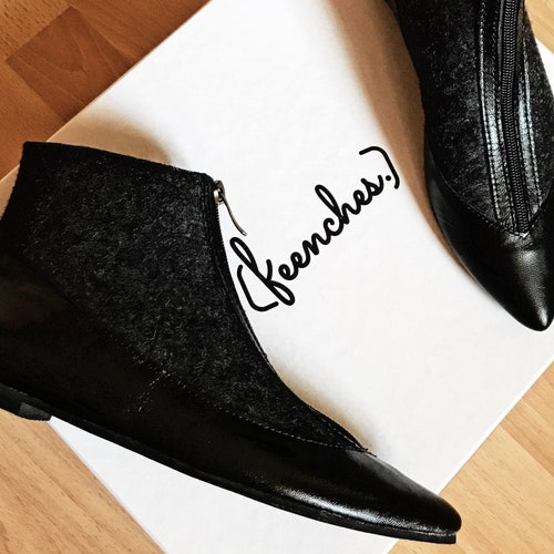 designer flat shoes black