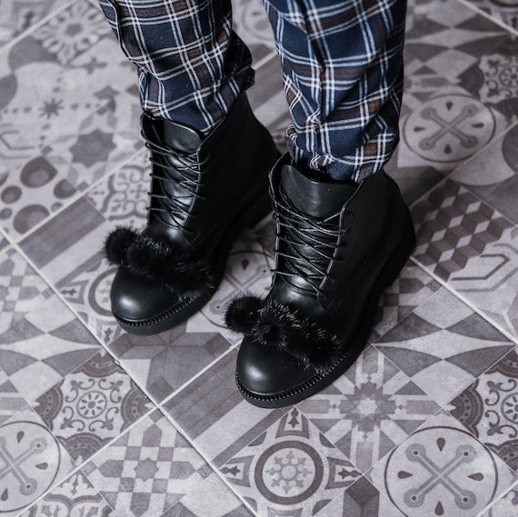 cute black leather booties