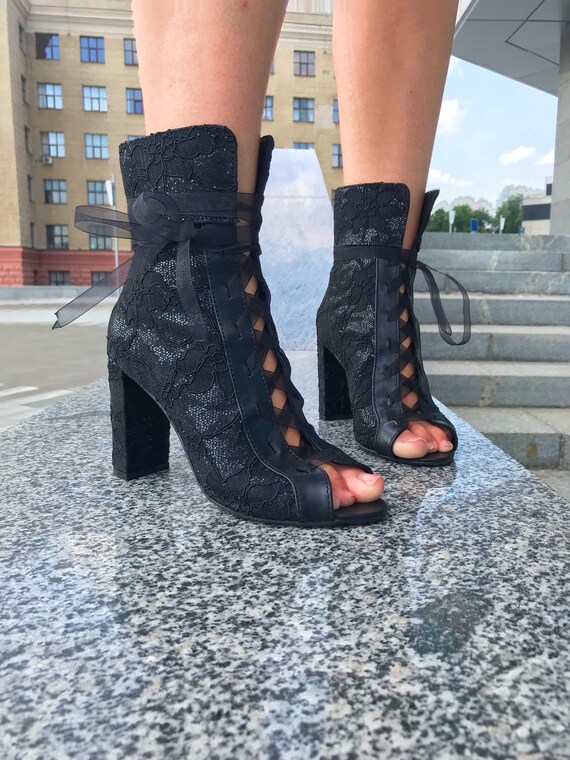 black wedding heels