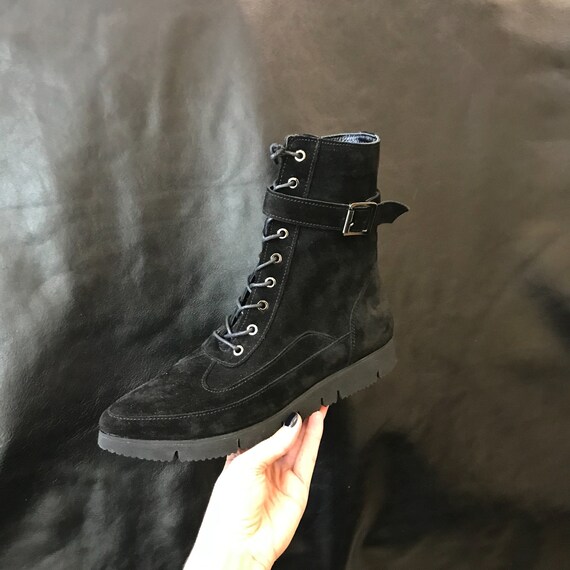 black flat pointed toe boots