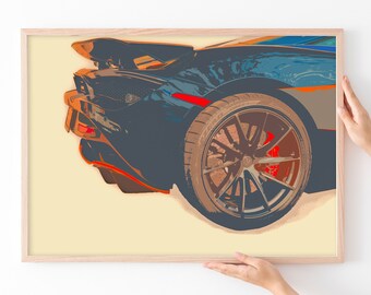 Unframed Photo Print | McLaren in Colors | Sports Car Art | McLaren Wall Decor | Colorful Wall Art | Home Decor | Office Decor