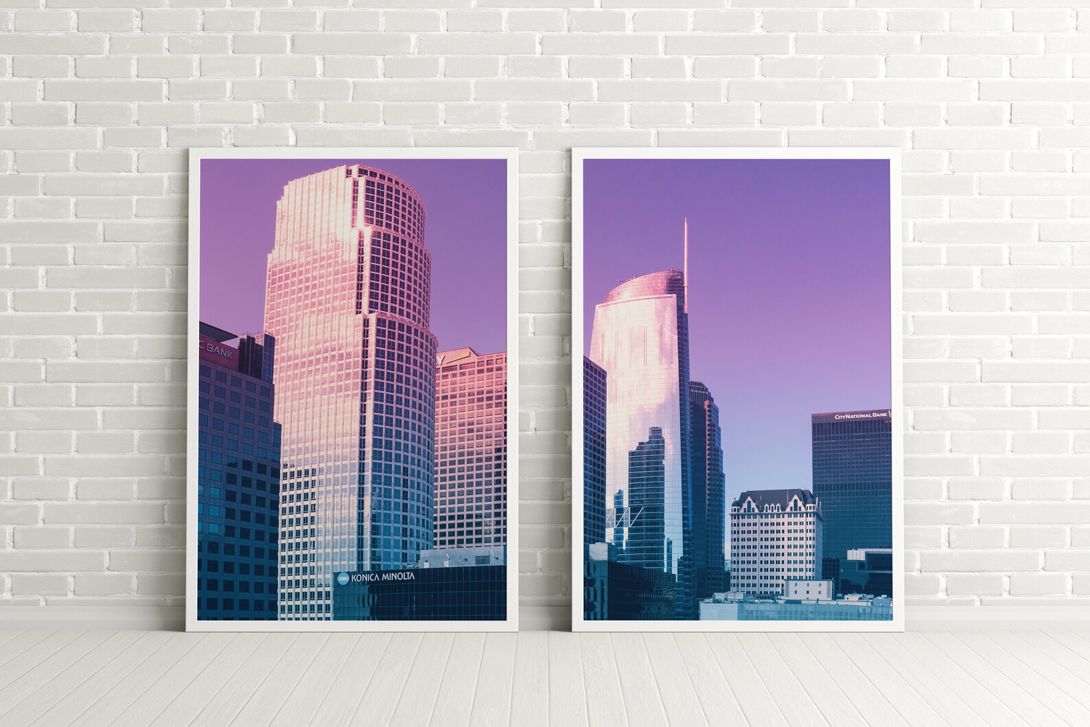 Set of 2 Los Angeles Skyline Wall Art Los Angeles City Print Etsy